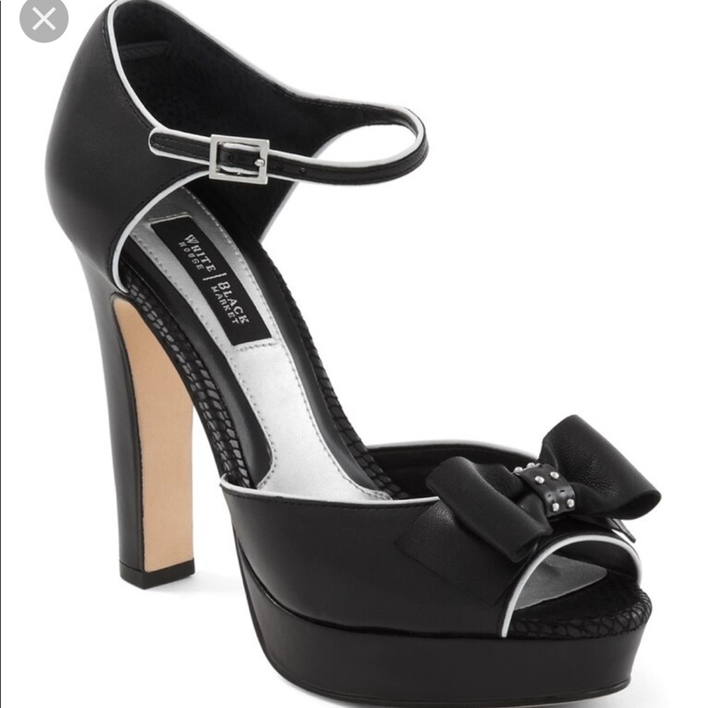 White House Black Market Bow Ankle-Strap Heels